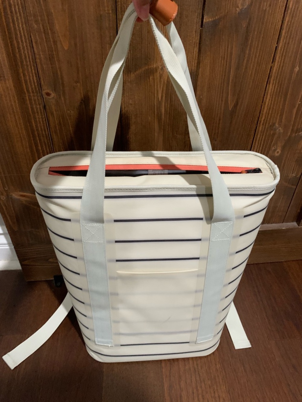 Hearth and Hand Striped Cream and Navy Cooler Backpack